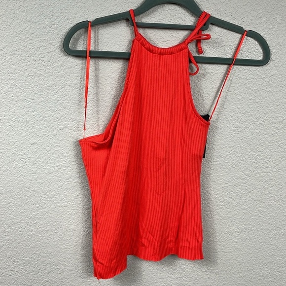 NWT The Range Alloy Rib Tied One Shoulder Tank Top Red Fuego Sz S - Picture 6 of 13